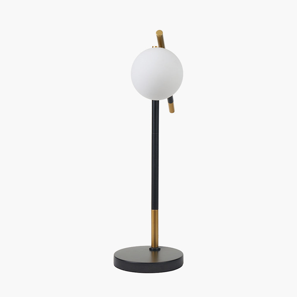 Wanda White Orb & Black Metal Table Lamp